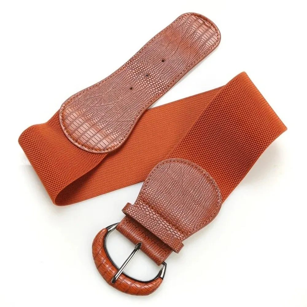 Fascia elastica in PU di personalità Cintura in tessuto con stampa leopardata Cintura femminile Cintura elastica per abito Cintura larga femminile