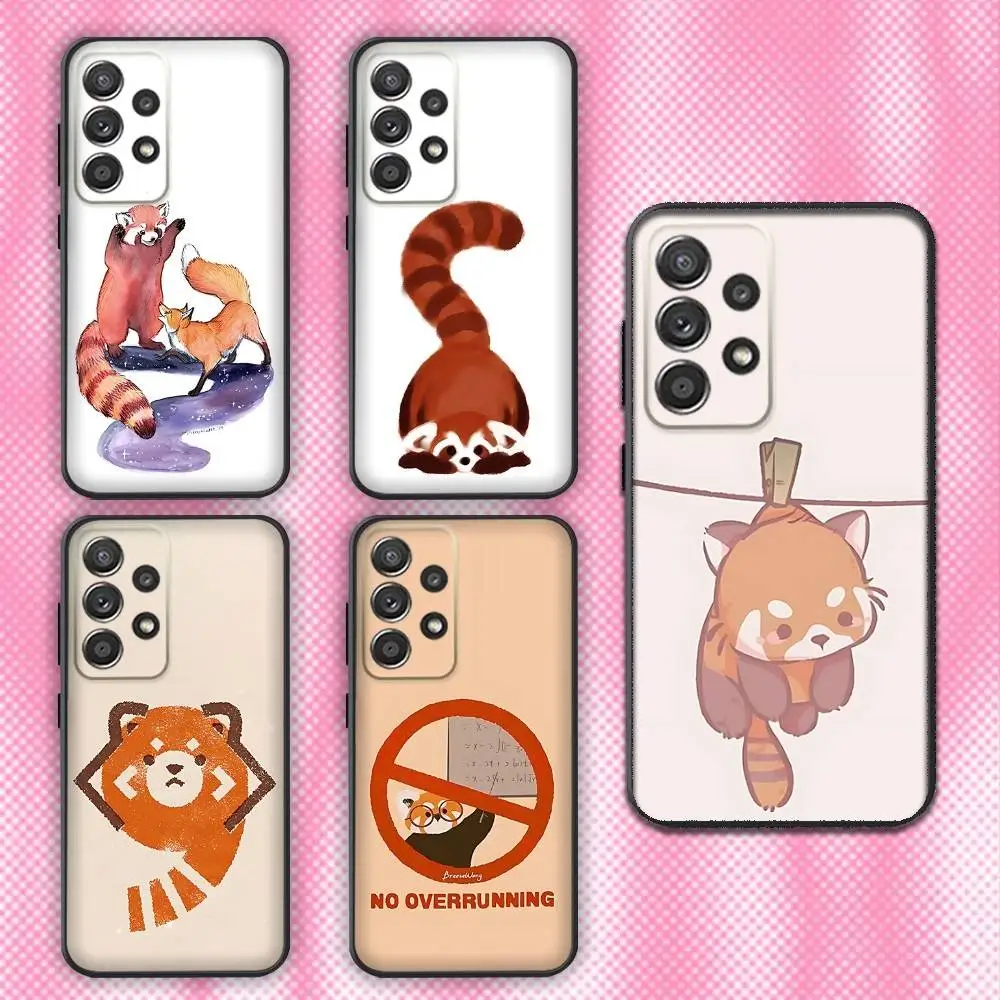 

Cute Red panda Animal Phone Case For Samsung Galaxy A73,31,32,72,41,53,52,71,22,5G,Note,J7,8,9 Soft Black Cover