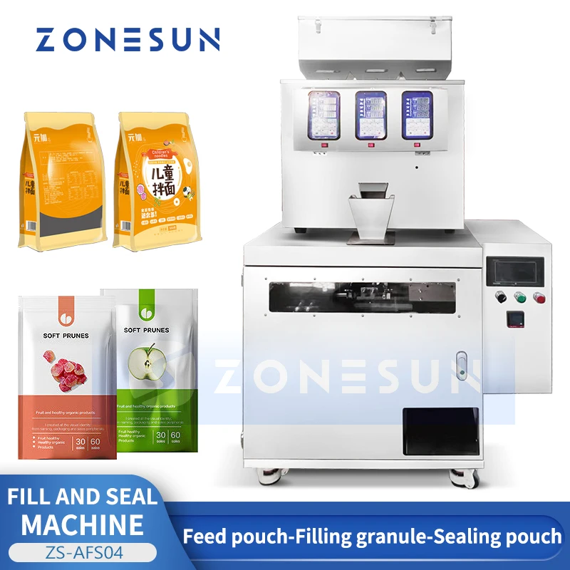 Автоматическая упаковочная машина ZONESUN для предварительно изготовленных мешков, устройство для запечатывания гранул, орехов, овсянки, попкорна, упаковочное оборудование