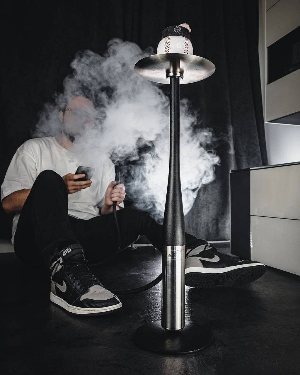 

Union Argument Hookah Shisha Set Wooden Baseball Hookah 304 Stainless Steel Single Pipe