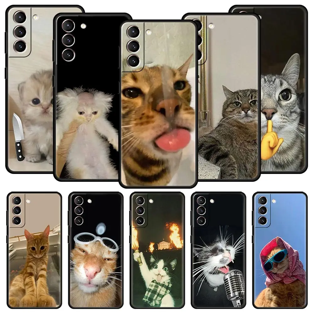 Phone Case For Samsung Galaxy S26 S25 FE S24 S23 S22 S21 Ultra S20 5G S10E Plus Protect Cover Funny Animal Cat