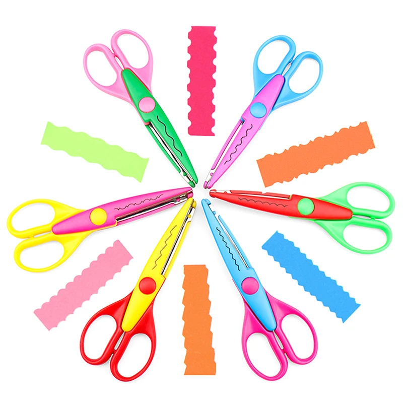 6Pcs Wavy Edge Paper Scissors Set DIY Craft Cutter Tools For Kids Card Making Handmade Projects