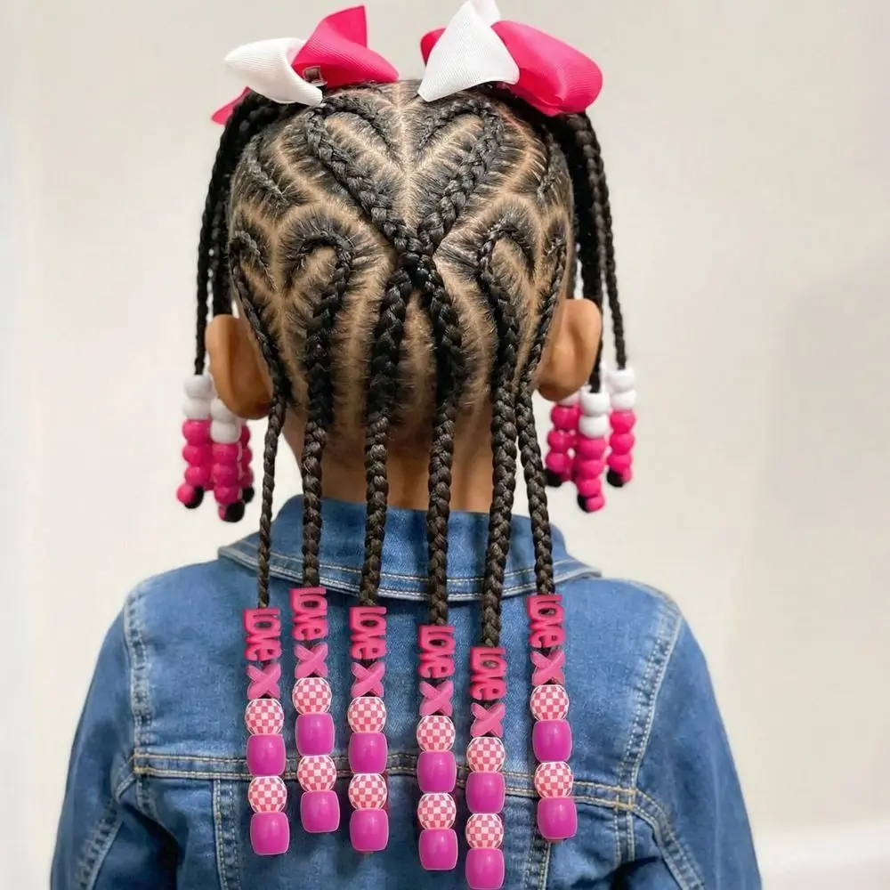 DIY Colorful Hair Beads Kits Multi-Color Love Heart Dreadlock Braids Decor Hair Accessories Mixed Shapes Painless Braiding Beads
