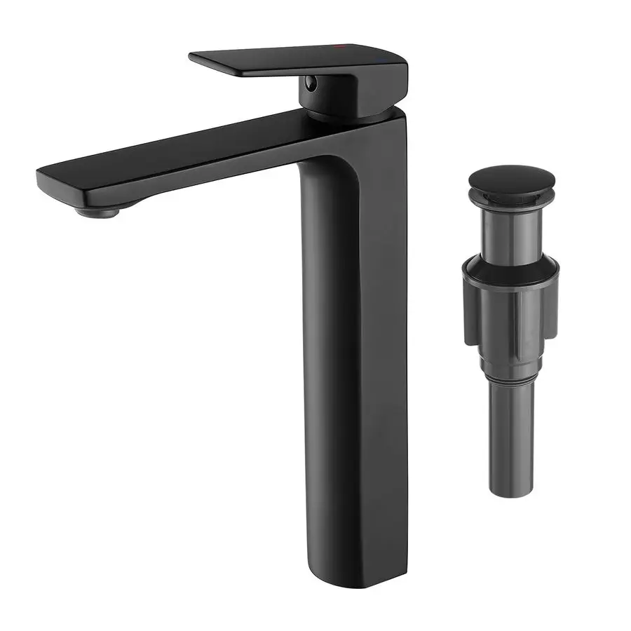 

Vessel Sink Faucet Matte Black Tall Bathroom Faucet Single Handle Vanity Bathroom Sink Faucet 1 Hole Basin Mixer Tap with Water