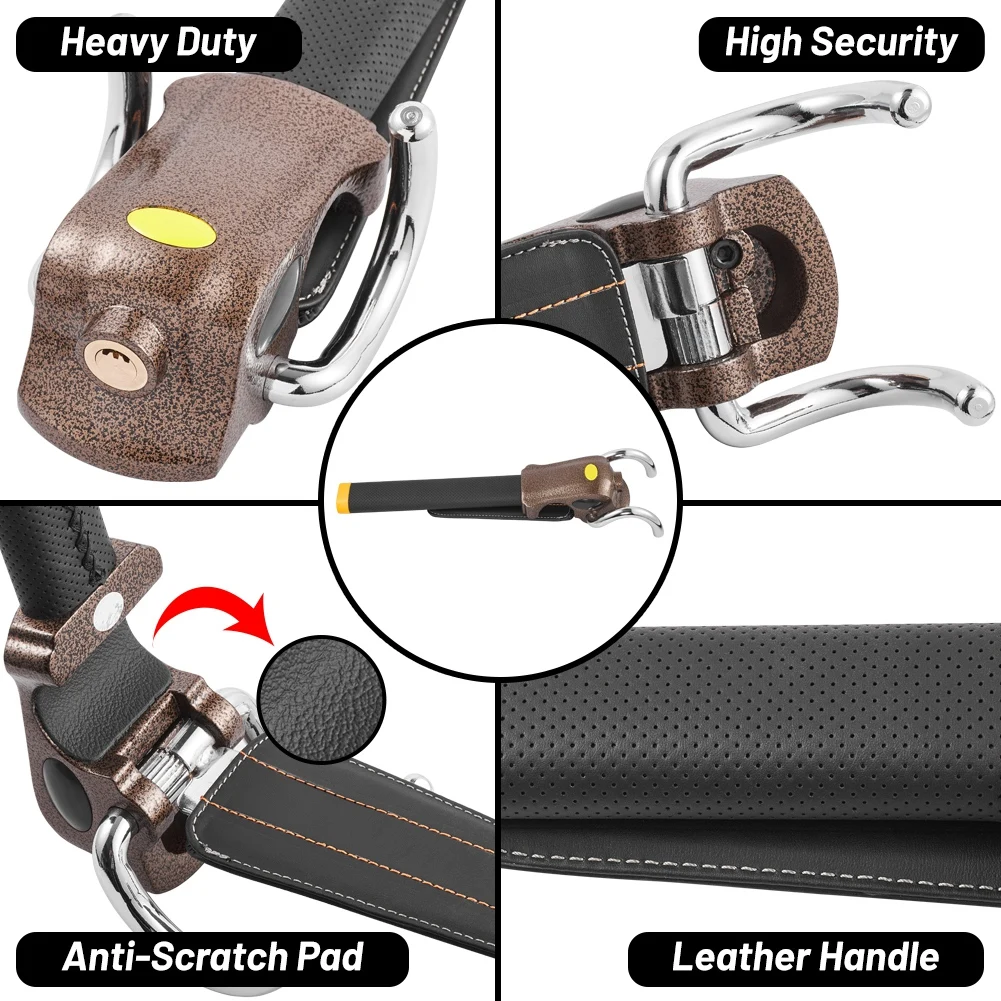 Car Steering Wheel Lock with 2 Keys Anti-Theft Auto Lock Safe Locking Device Metal Steel