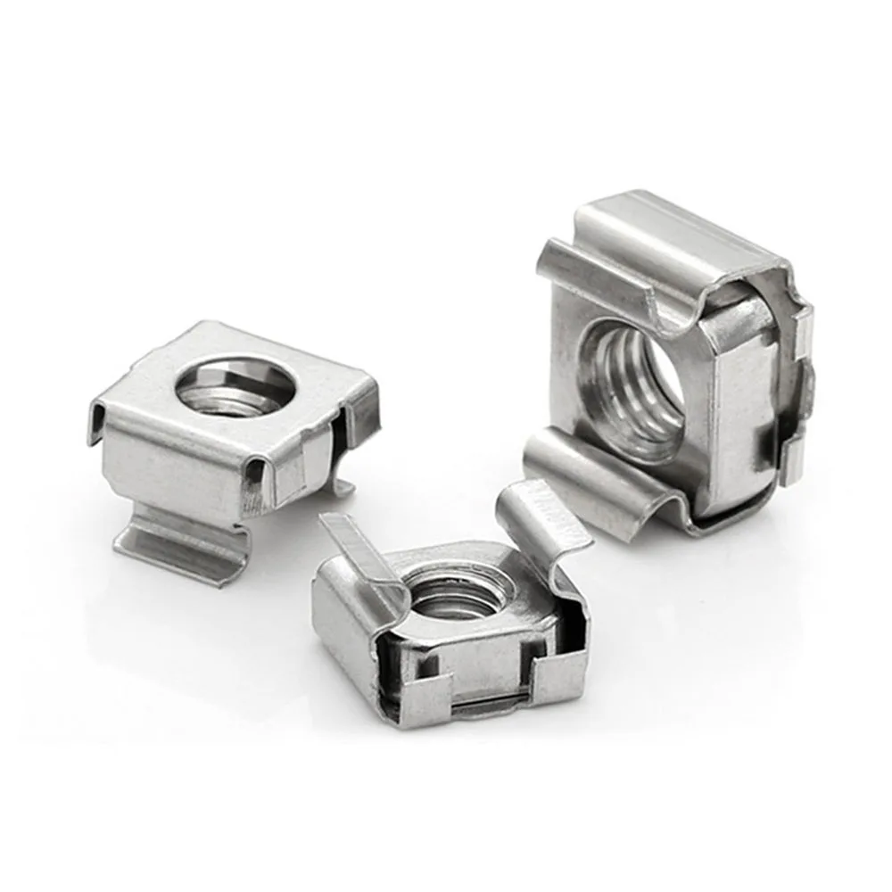 5-10PCS A2-70 Cassette Elastic Enclosure Card Cage Nut M5 M6 M8 Square Hole Hardware Cage Nuts High Quality Square Snap-In Nuts
