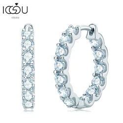 IOGOU Hoops for Women & Men 100% 925 Sterling Silver Real 3mm Moissanite Piercing Earrings Original Jewelry with Certificate
