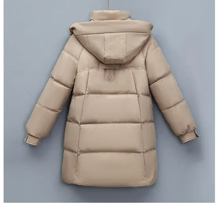 Autumn Winter Waterproof Mid-Length Hooded Puffer Quilted Jacket New Women Long Zipper Parkas Short Cotton Padded Down Coat