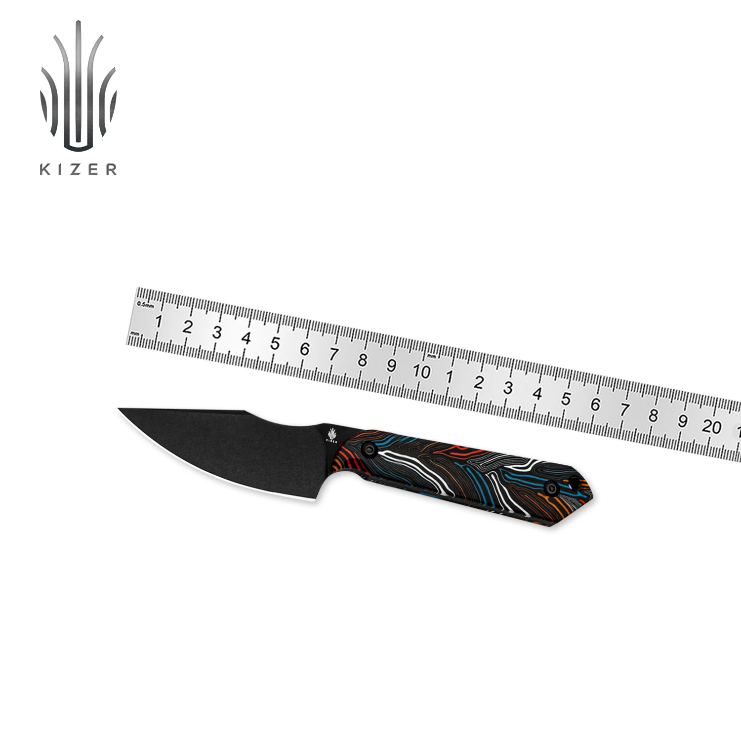 

Kizer Fixed Blade Knife Mini Harpoon 1040S6 G10 Handle with 3V Steel Blade Survival Knife Fixed Knife for Hunting