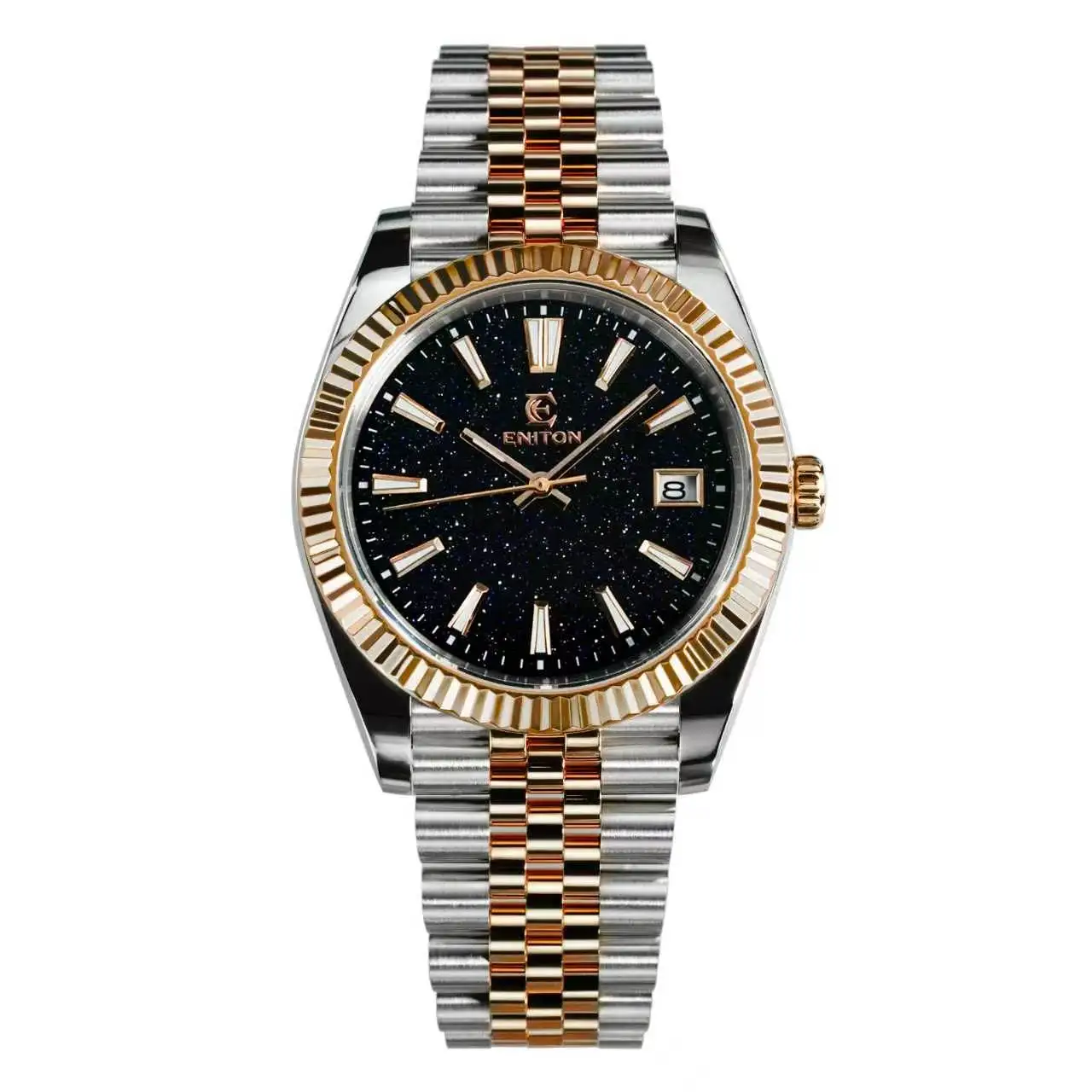 ENITON 40mm Two Tone Aventurine Dial Mechanical Watches Stainless Steel 316L NH35 Movement 5ATM Unique Business Men Watch