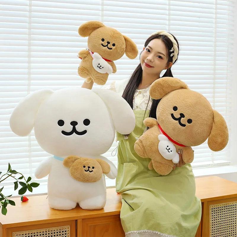 Muñeco de peluche de perro de línea Kawaii, bonito bolso de transporte de perro de línea de Anime, almohada suave de estilo para niños, regalo de cumpleaños y Navidad para niñas