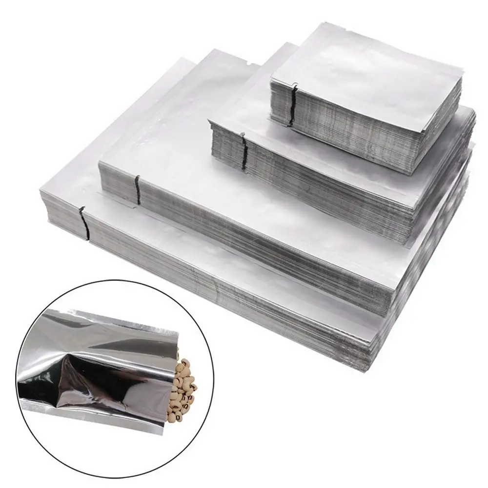 100PCS Heat Seal Aluminium Foil Bags Vacuum Sealer Pouches Food Grade Storage Bag Kitchen Supplies