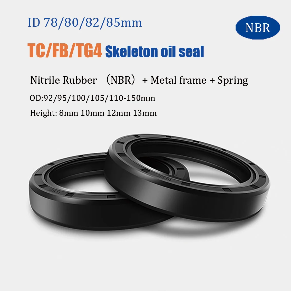 1Pc ID 78-85mm NBR Framework Oil Seal TC/FB/TG4-78/80/82/85*92/95-150*8-13 Nitrile Rubber Shaft Double Lip Oil Sealing Gasket