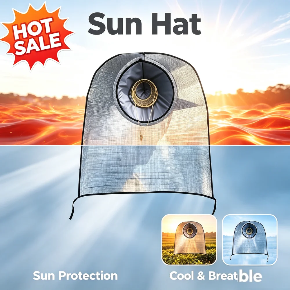 Integrated Sun Protection Cape Hat Lightweight Breathable Neck Cover with Adjustable Ties for Fishing Farming Garden Work