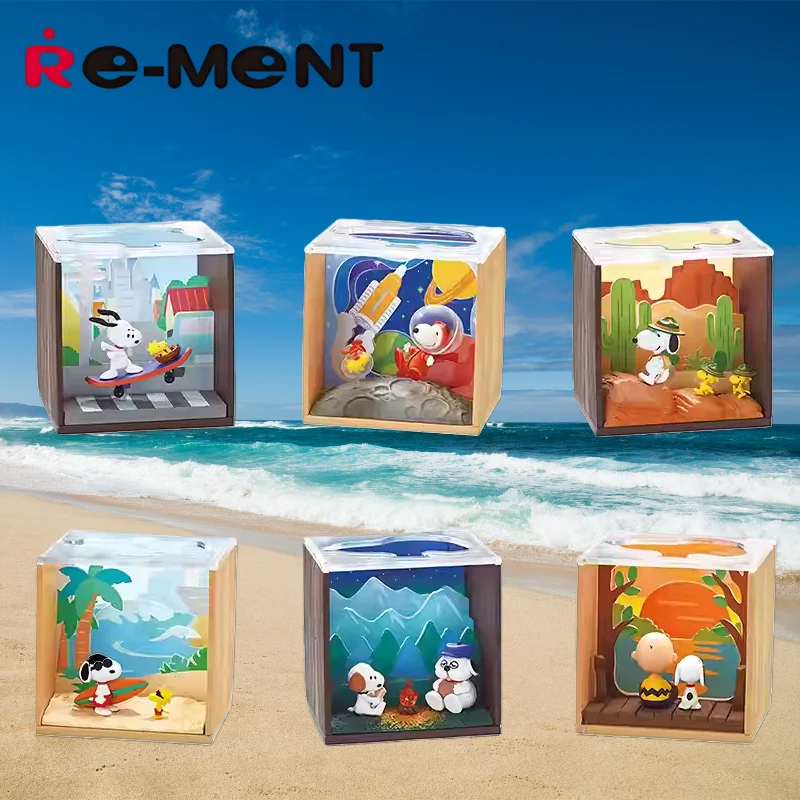 Re-Ment – figurine d'astronaute Snoopy authentique, ornement, jouets bonbons, boîte de scène tendance, aveugle, jeu cadeau personnalisé