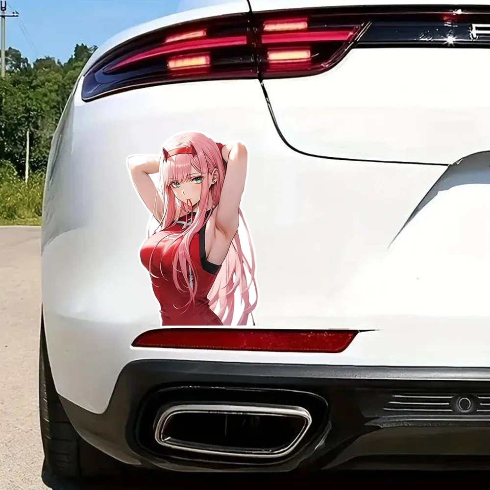 Lovely Pink Hair Anime Girl Long-Lasting Waterproof Vinyl Decal Personalized Sticker For Vehicle Window Laptop Toolbox Ornament