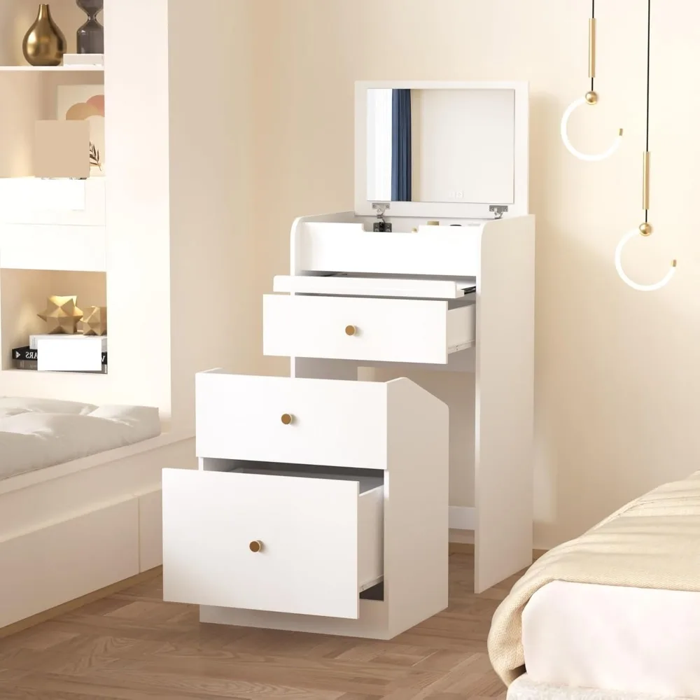 زوج من طاولات النوم البيضاء الحديثة مع أدراج مزدوجة ورف مفتوح لغرفة النوم، يتميز بأقمصان زجاجية مقسى #5