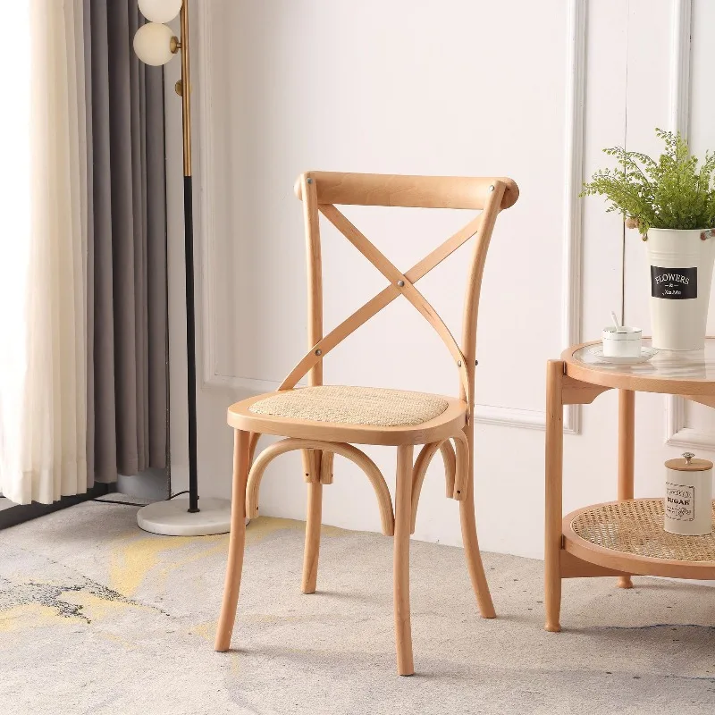 

Kids American Retro Solid Wooden Cross Back Chairs for Hotel Wedding Banquet Rental Children Chairs Rattan Back Fork Chair
