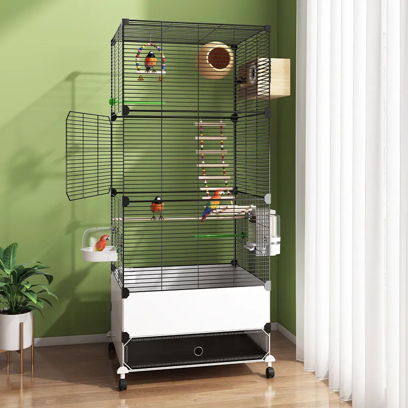 

Клетка для птиц Клетка для попугаев Бытовая большая Xuanfeng тигровая кожа Пион сквозь специальная роскошная вилла Новое брызгозащищенное большое пространство