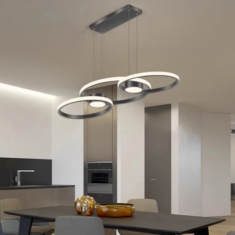 Modern minimalist aluminum circular chandelier for dining table bar counter bedroom living room household  pendant lamp lighting