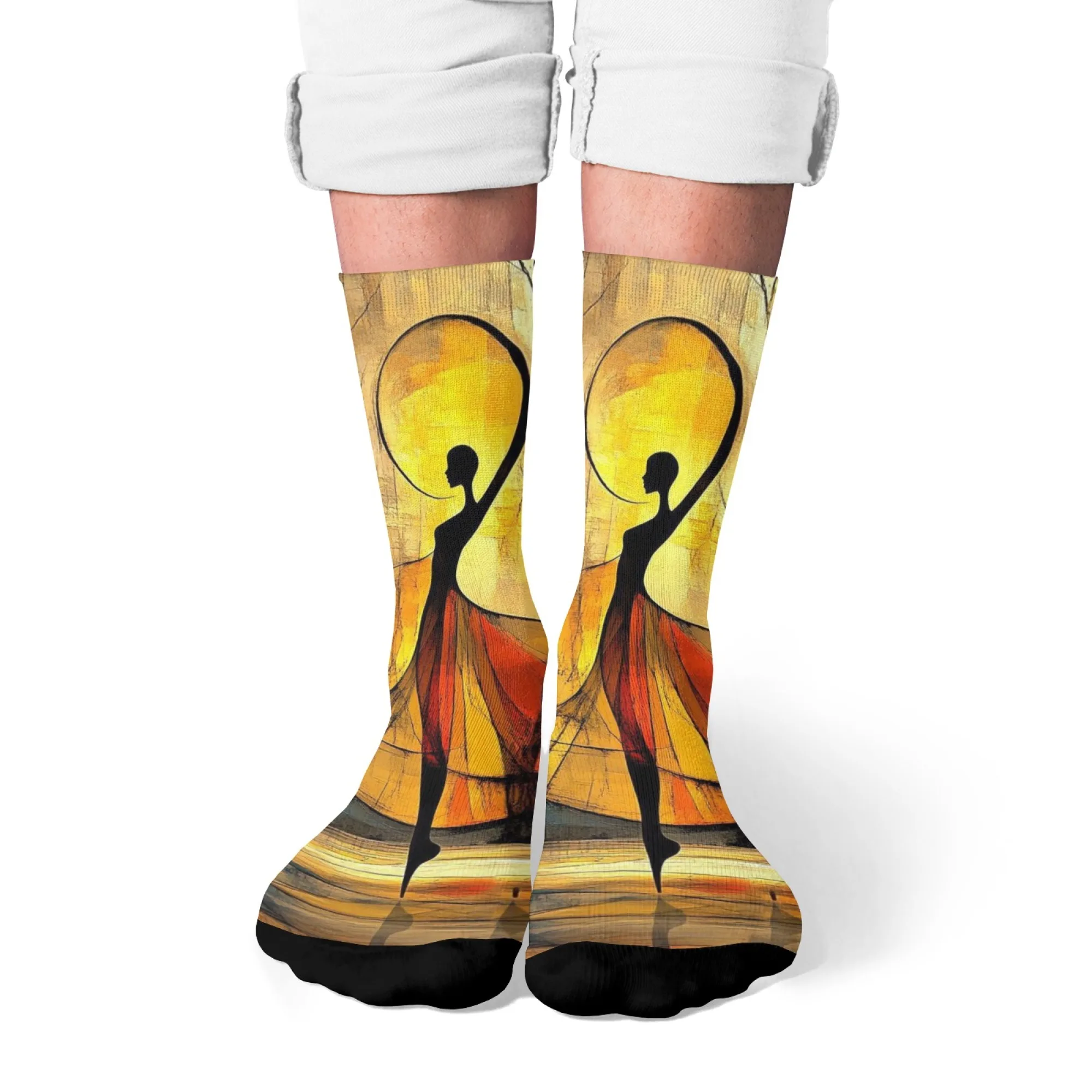 صورة ظلية لراقصة الجوارب الرجالية جوارب الهالوين السعيدة هدية الجدة متعة جوارب ضغط ريترو ستايل موضة جوارب رياضية