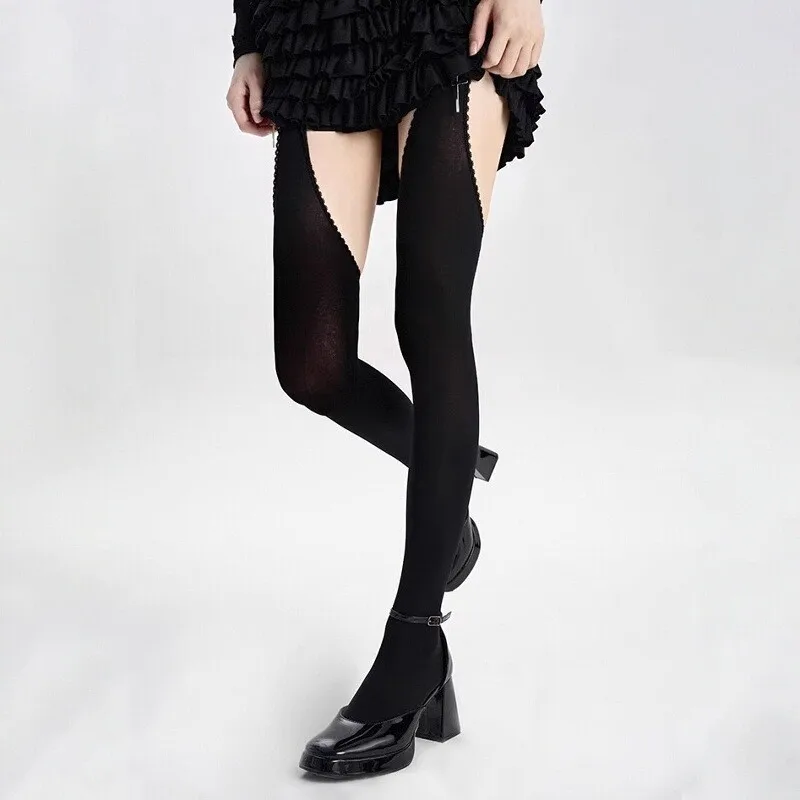 Spaghetti-strap One-piece Over-the-knee Socks,, Velvet Sexy Stockings, Long Stockings, Pure and Hot Girl Summer Socks for Women