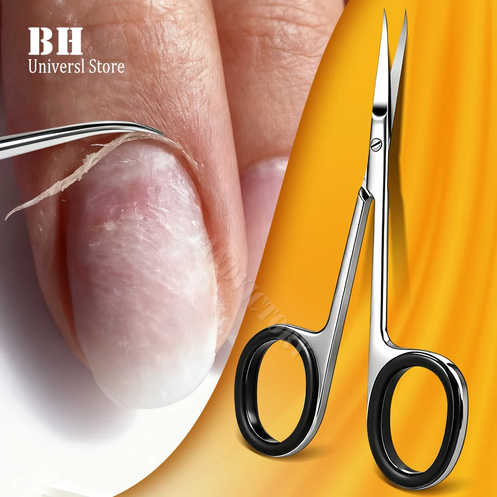 

1Pcs Cuticle Scissors Manicure Scissors Stainless Steel Extra Fine Curved Professional Manicure Eyelashes Eyebrow Tools