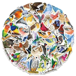 50PCS Watercolor Bird Graffiti Waterproof Sticker Cartoon Cute Animal DIY Refrigerator Suitcase Cup Skateboard