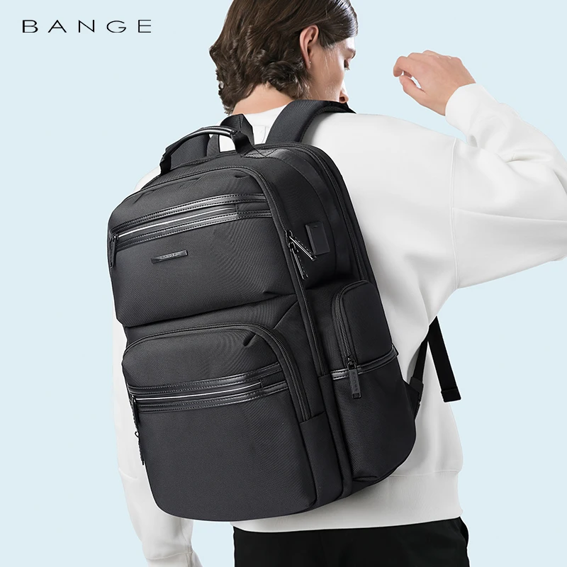 BANGE Men Designer Laptop Bag Waterproof School Bags for College Boys Male Business Sports Travel Backpack Men with USB Charging