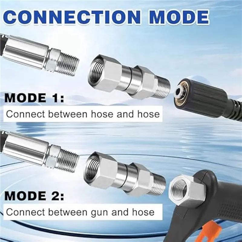 ABUG-4Pcs 3/8Inch NPT Pressure Washer Swivel Fitting,Anti-Twist 3/8Inch Swivel Male To Female Adapter,360° Swivel Connector