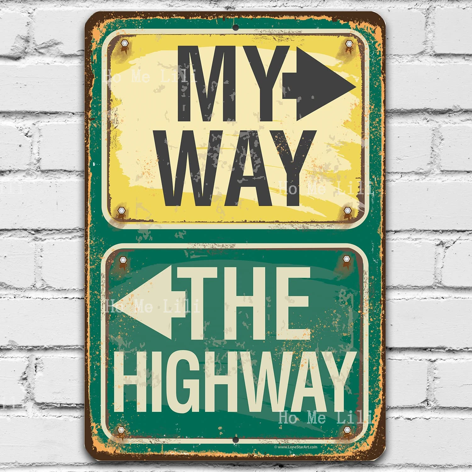 Garage Signs For Men My Way Or The Highway Vintage Metal Sign Decor Plaque For Men Repair Shop Man Cave