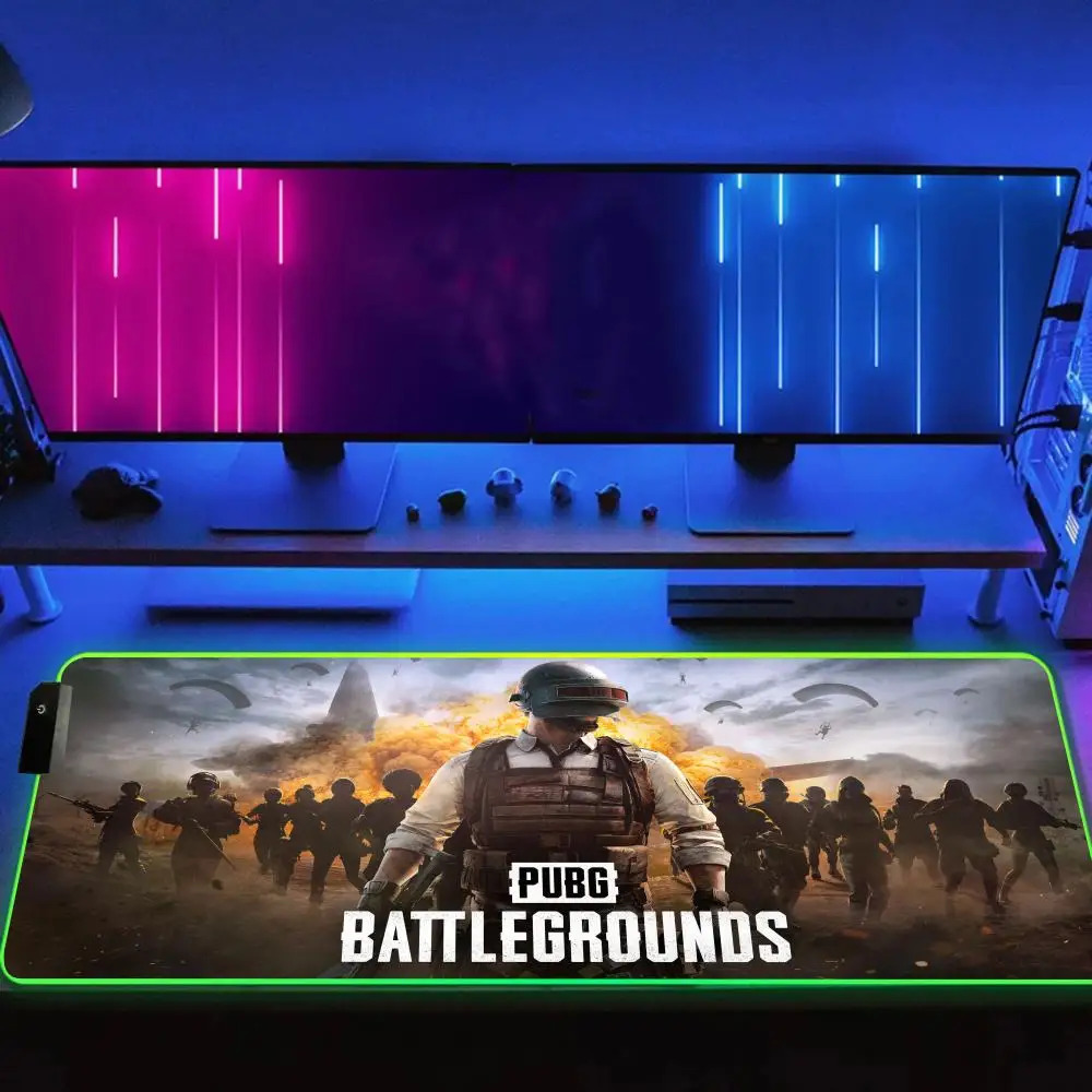 P_ubg B_battlegrounds Kawaii Mouse Pad Luminous Desk Mat Mouse Pad RGB Rubber Mouse Pad 900x400 Printing Pattern Mouse Pad LED C