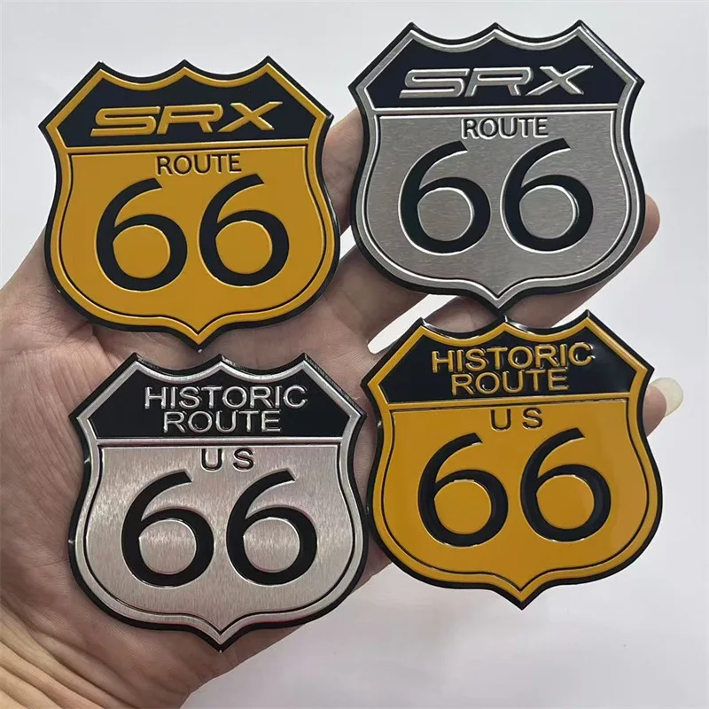Route 66 Memorial Metal Emblem Car Sticker US Aluminum Badge Decal