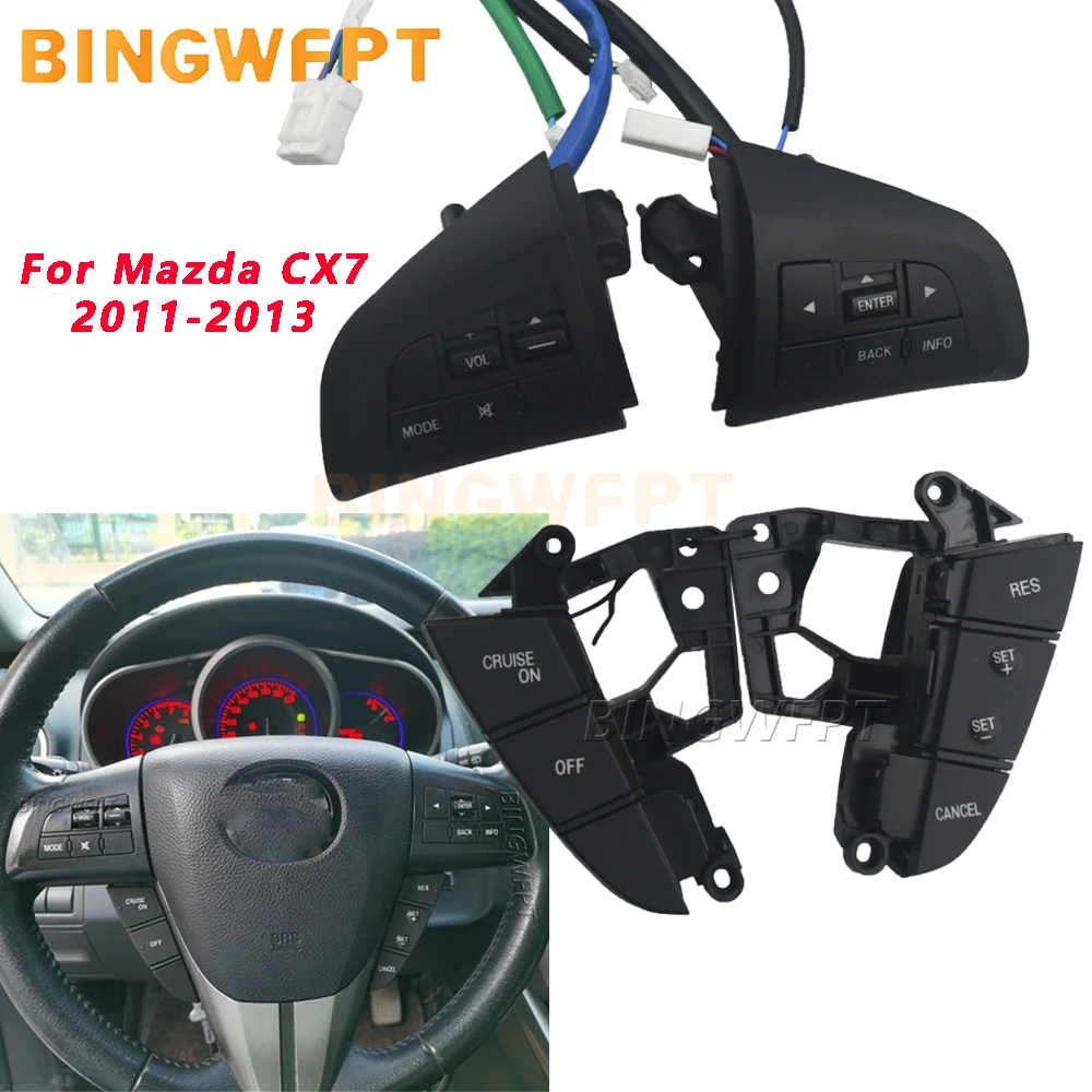 Car Steering Wheel Button Switch Cruise Control Audio Button For Mazda 3 2011-2015