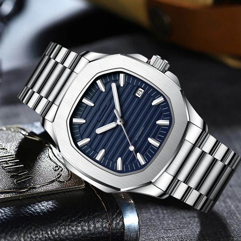 LEOCYLIN fashion Automatic mechanical watch Waterproof luminous 316L stainless steel for men Wristwatch Relogio Masculino