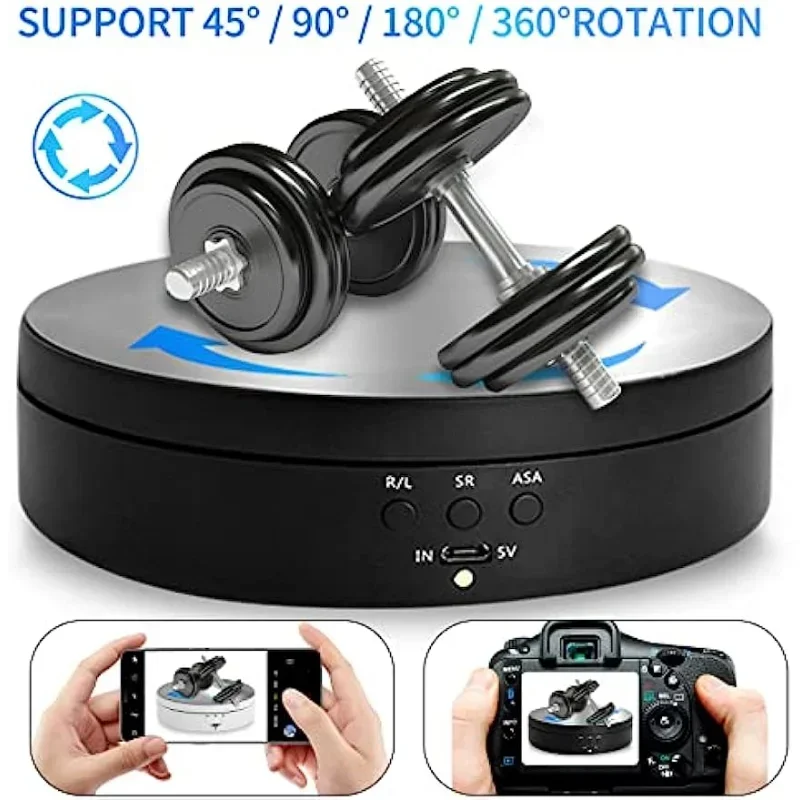 5.4 in Rotating Display Stand,360 Degree Motorized Turntable Display Stand for Photography Products and Shows 138mm Black,White image 5