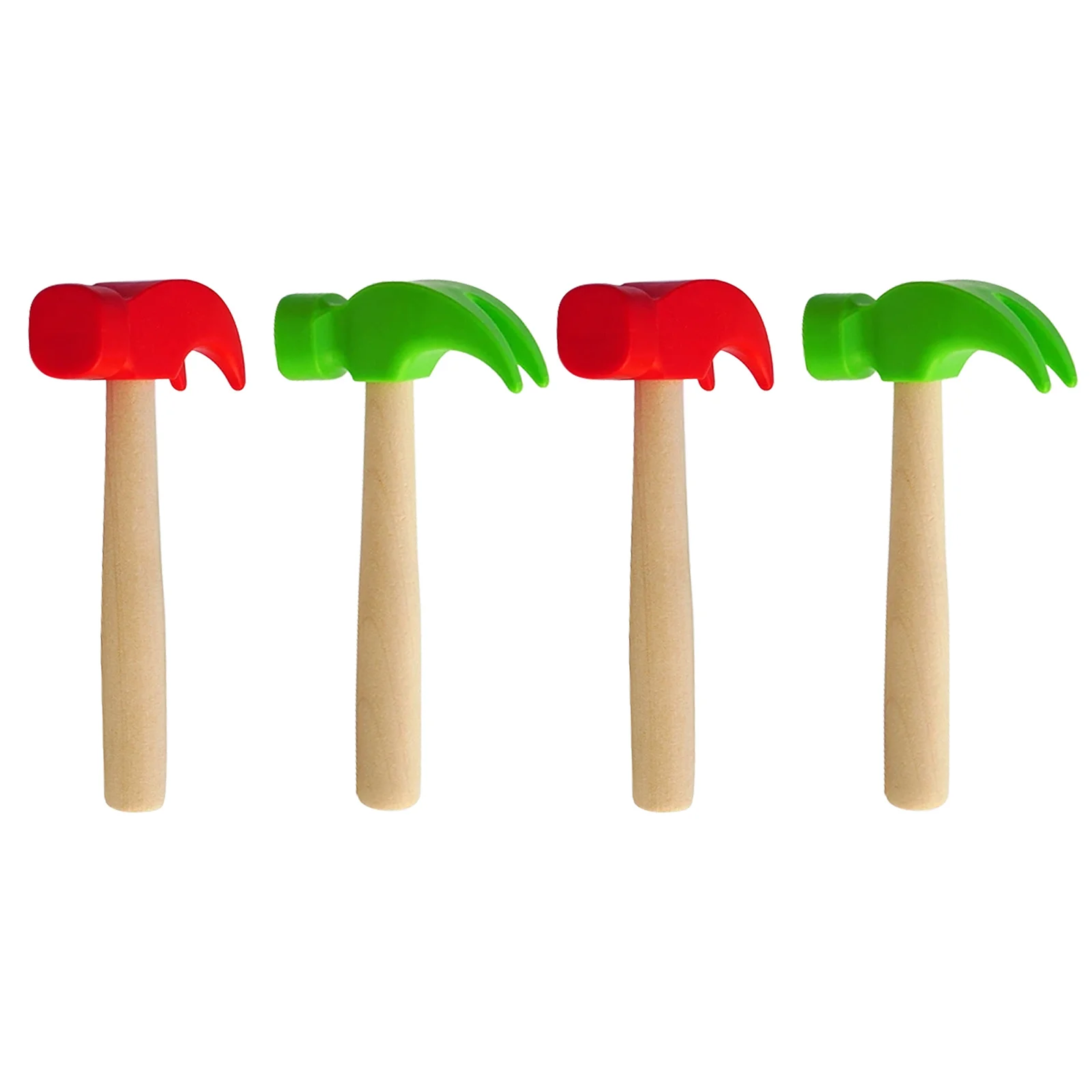 Conjunto de martelo de madeira para crianças, 4 unidades, simulação brilhante, ferramentas de manutenção, batendo educacional, festa de aniversário, 16.5x8x2.5cm
