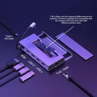 NEW 7-in-1 USB C Hub SSD Dock To DP HDMI-compatible Gigabit Ethernet HD 4K 60Hz Sata Nvme M.2 Steam Deck Docking Station