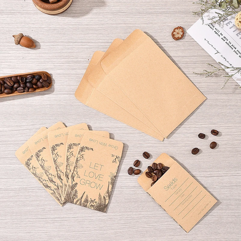 【Y】100PCS Seed Packets Envelopes Self Sealing Kraft Small Seed Envelopes For Seed Storage Resealable Seed Saving Envelopes