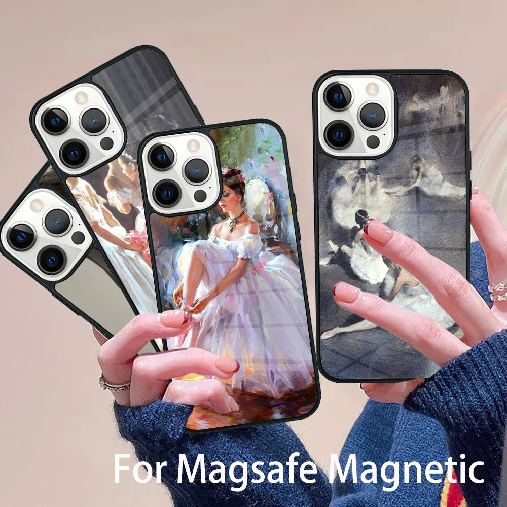 

Ballerina Ballet Dance Girl Phone Case Magesafe Magnetic Wireless Charge Cover For IPhone 16 11 12 13 14 15 Pro Max Plus Mini