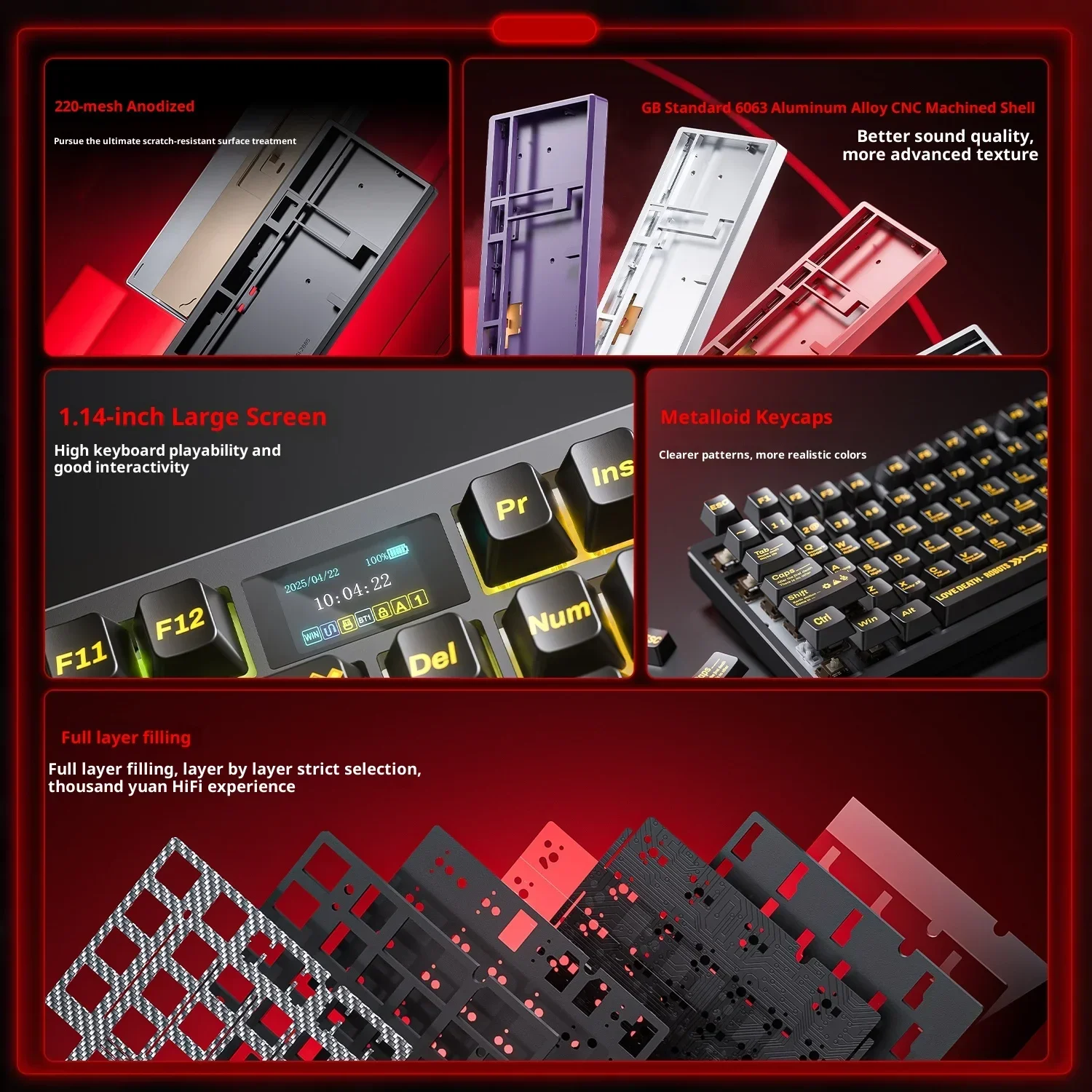 AULA Fire100 3 Modus Mechanisch Toetsenbord Aluminium Blok Gaming Toetsenbord RGB FC High-Profile Keycap Pakking Hot Swap Gamer Accessoire