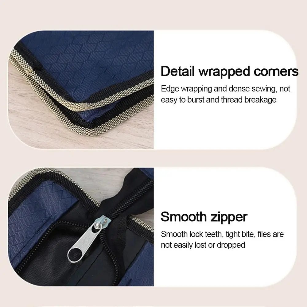 

Fashion A4 Documents Bag Portable Waterproof Briefcase Double Zipper Oxford Data Document Bag