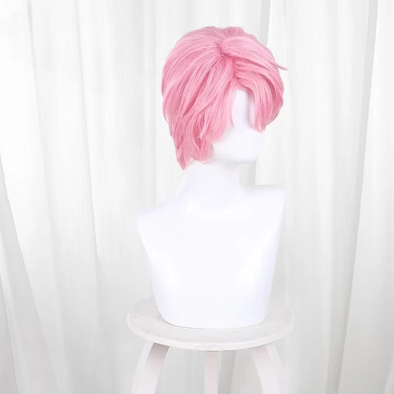 Anime Fukuhara Tamon Cosplay Wig Pink Short Hair Heat resistant Synthetic Fiber Wig With Rose Net Anime Party Cosplay Wig