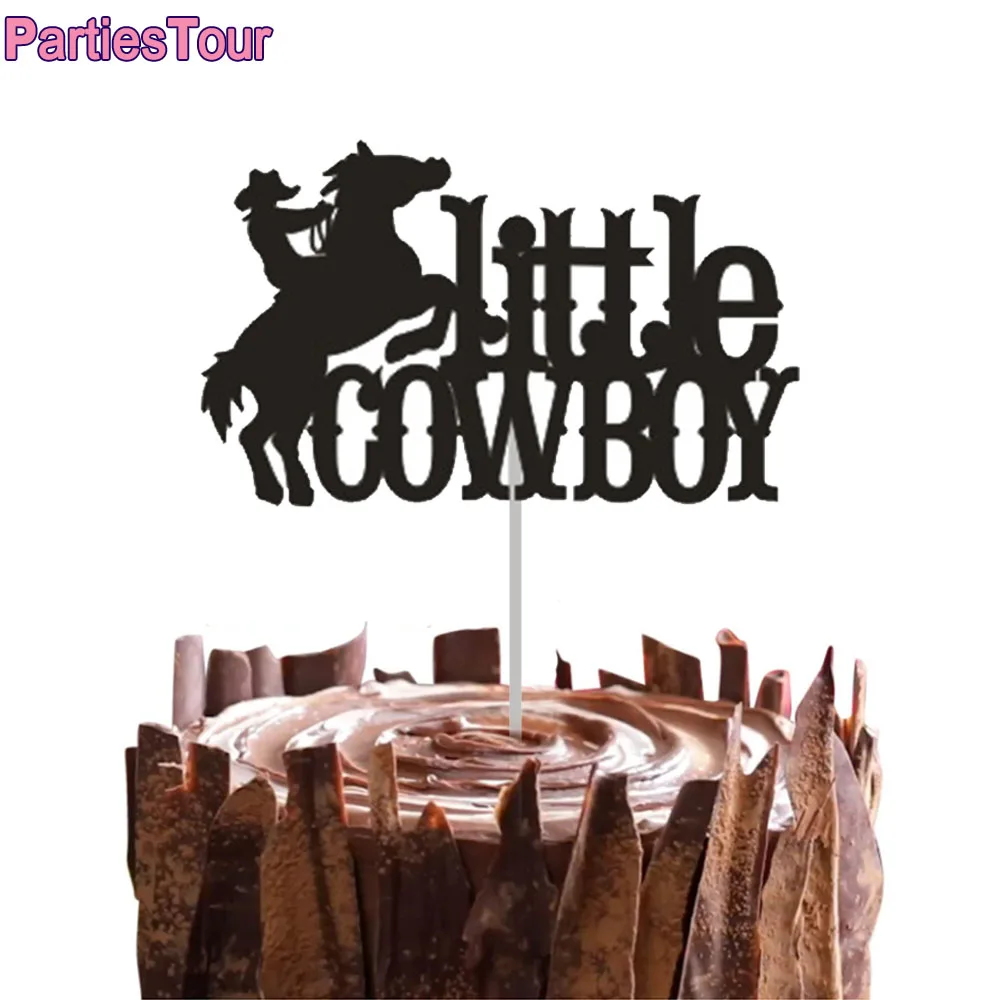 Cowboy Cake Toppers Happy Birthday Cake Decoration Horse Racing Theme Cake Decoartions Boys Girls Birthday Baby Shower Supplies