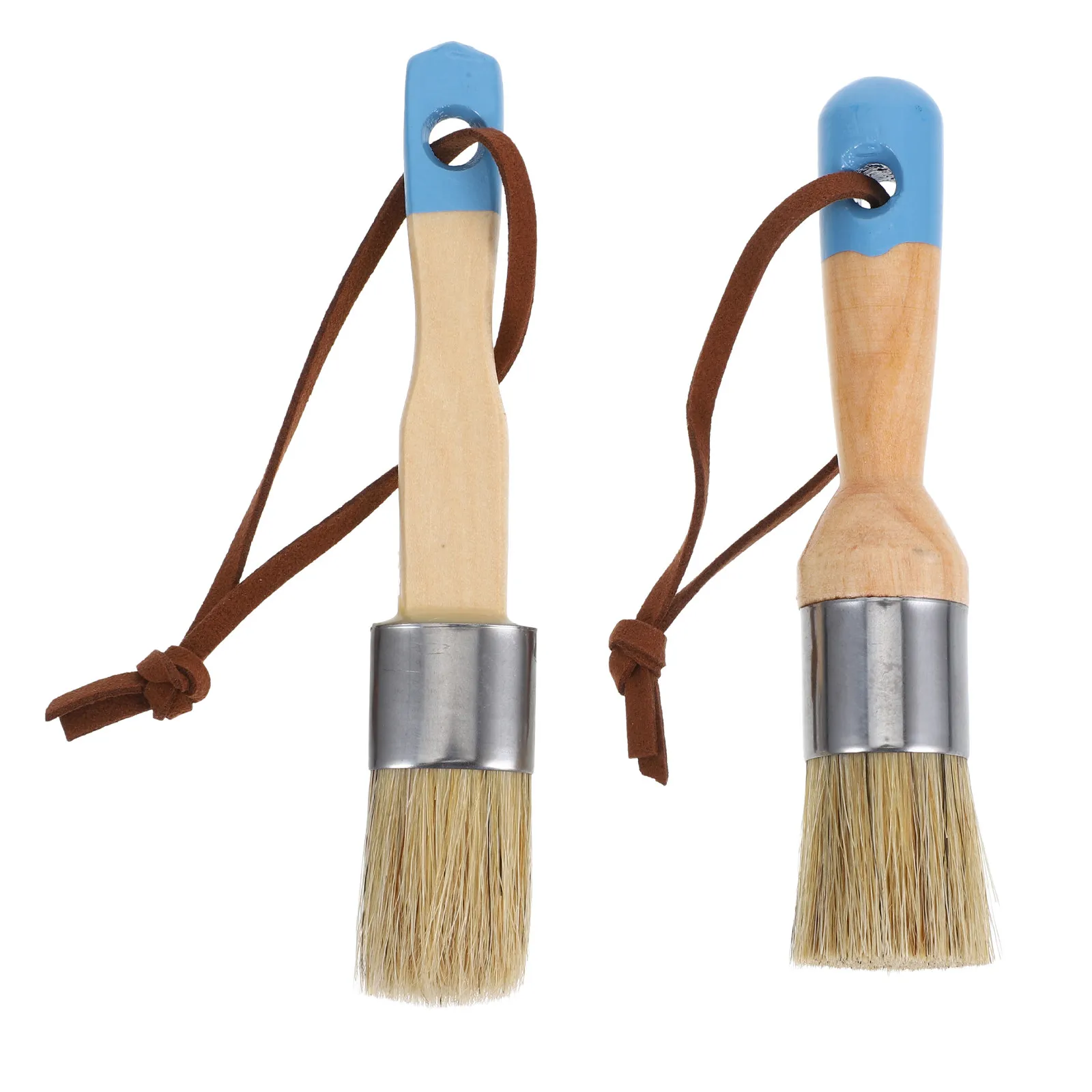 

2Pcs Oil Paint Brushes Furniture Painting Brush Tool Round Wood Handle Multi-Use Ergonomic Paint Brush for Wall Car Washing Wax