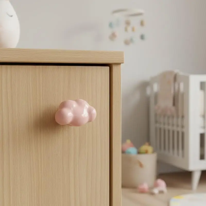 Ceramic Cloud Shape Cabinet Knobs Iridescent Pearl Finish Colorful Drawer Pulls For Kids Room Kitchen Cupboard Dresser Wardrobe