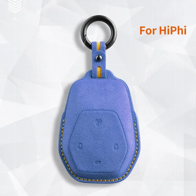 Car Key Smart Remote Case Cover Shell Keychain for HIPHI Y 2023 Hiphi Z for HIPHI Suede Leather Key Fob