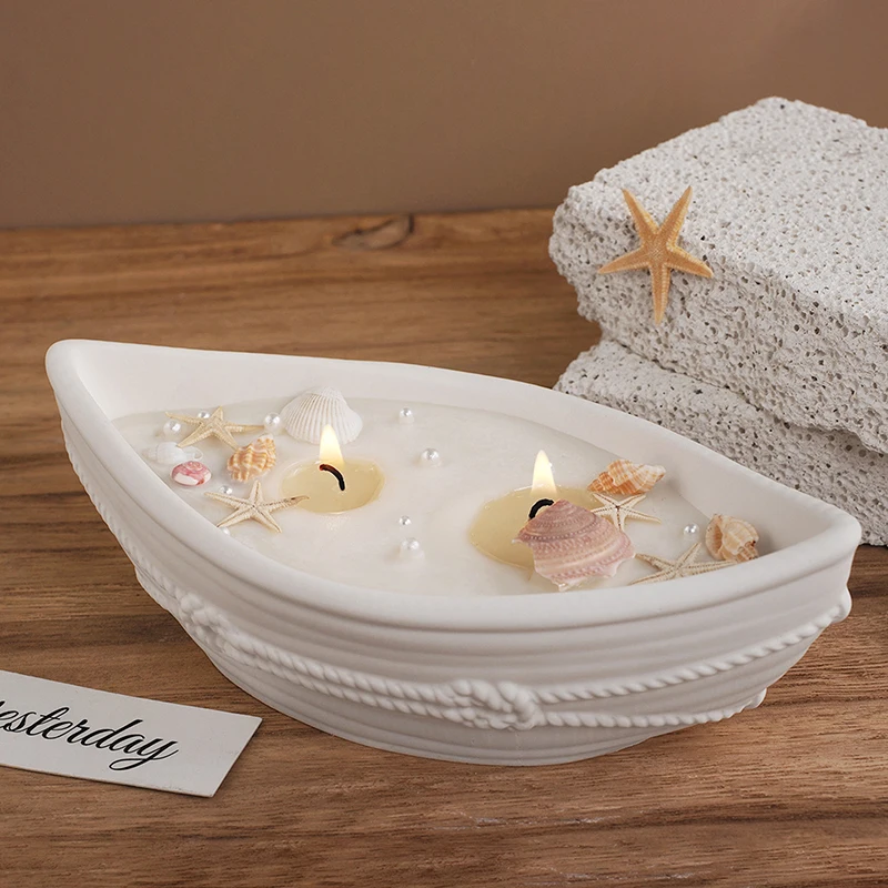 Early Riser Boat Shape Silicone Mold Candle Holder Flowerpot Storage Box Home Decoration Gypsum Molds