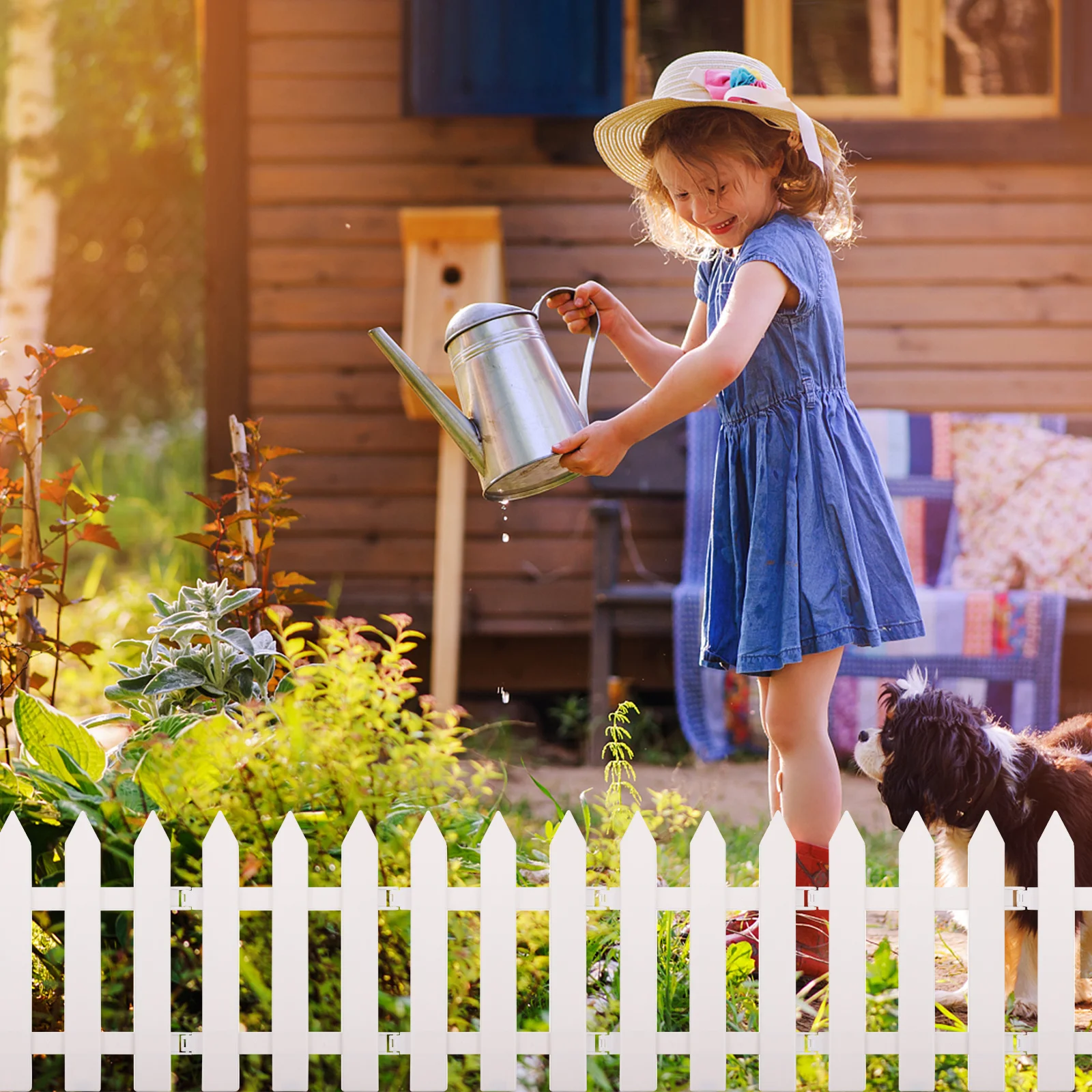 

2Sets White Garden Fence Plastic Picket Fence Outdoor Lawn Protective Guard for Driveway Path Border Garden Decoration Supplies