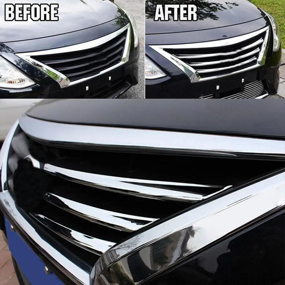 6Pcs Car Front Mesh Grille Head Bumper Cover Trim for Sunny Versa 14 17 Car Accessories